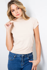 Tarragona High Neck Sweater Top - Beige