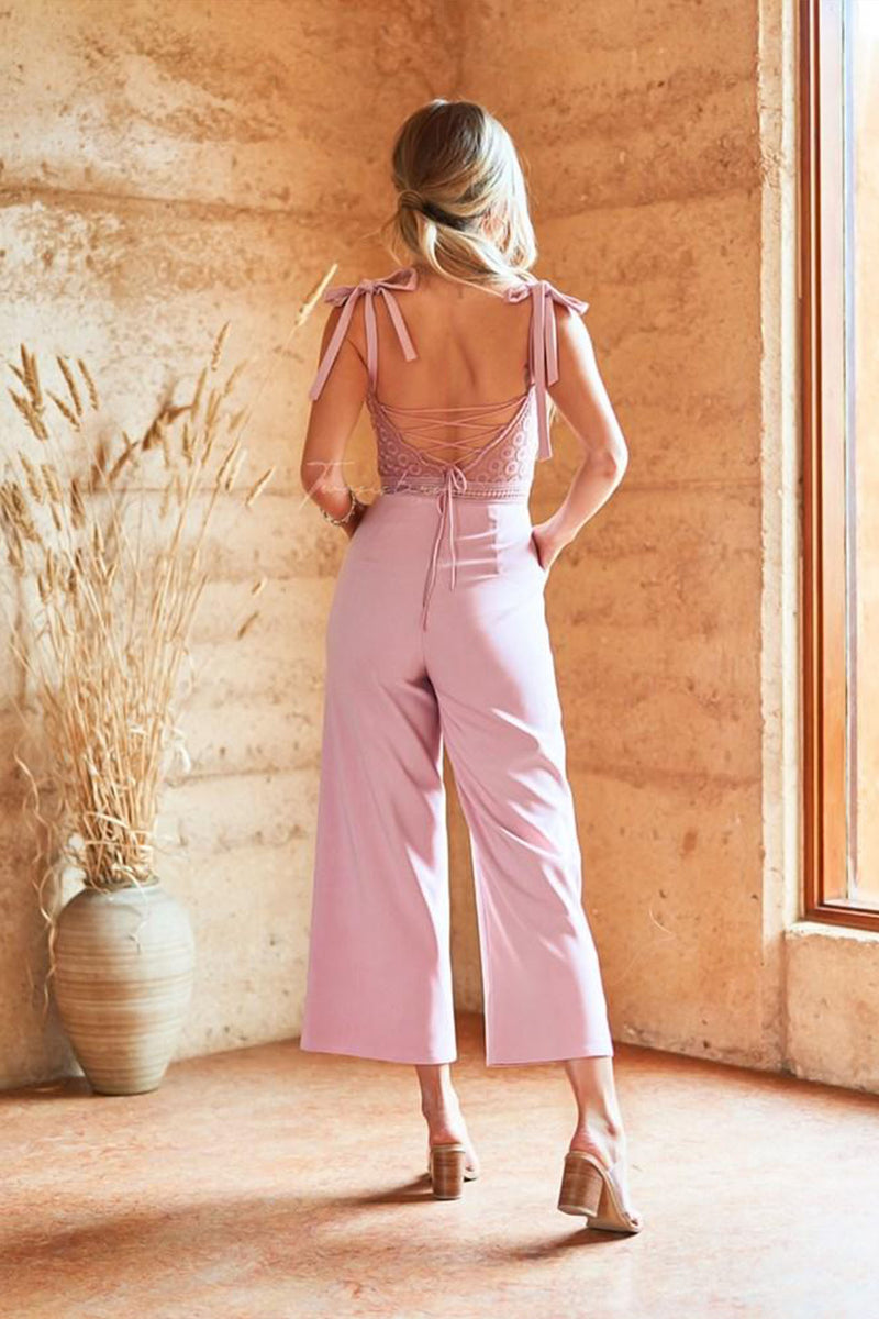 Beryl Wide Leg Jumpsuit - Blush