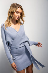 The Sweetest Soul Sweater Mini Dress - Dusty Blue