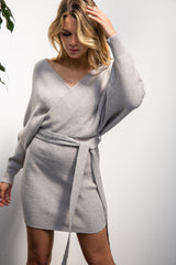 The Sweetest Soul Sweater Mini Dress -Grey