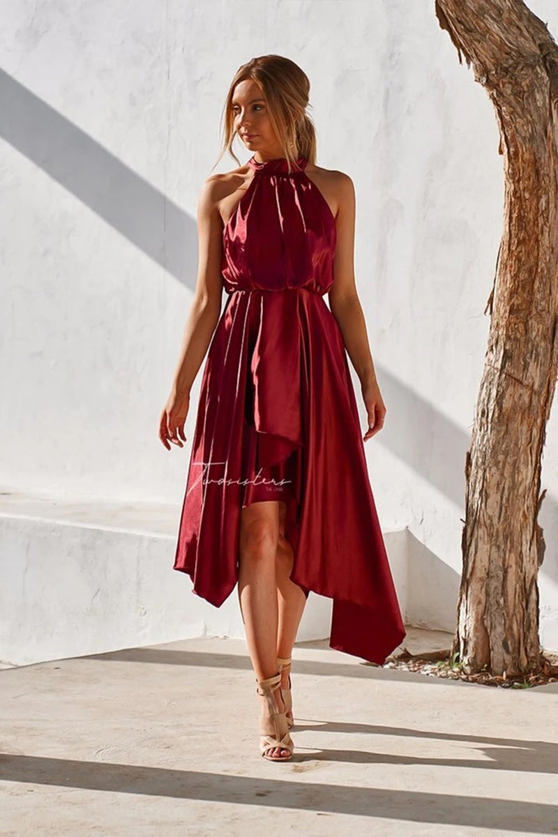 Kathleen High Neck Hanky Hem Dress