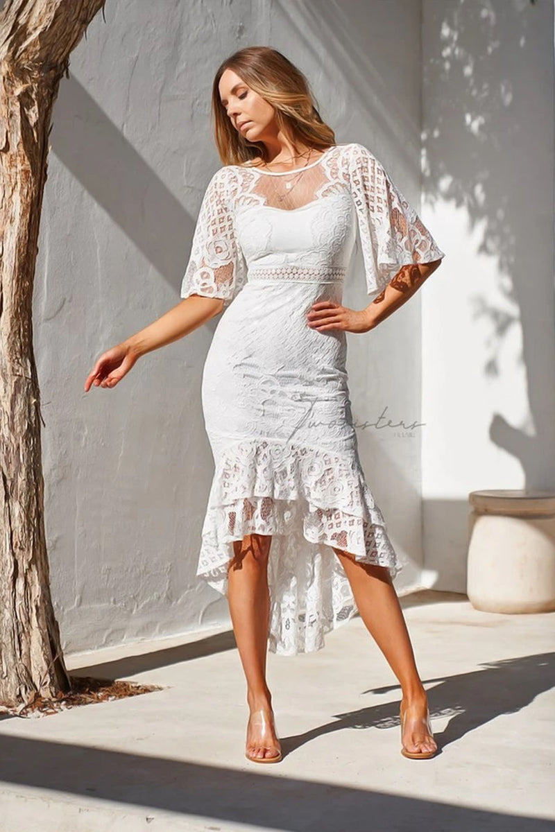 Reyna Lace Trumpet Midi Dress