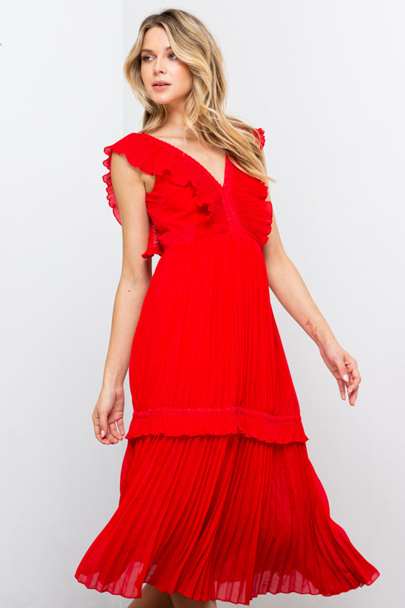 Spanish Nights Pleated Midi Dress