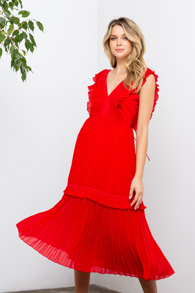 Spanish Nights Pleated Midi Dress